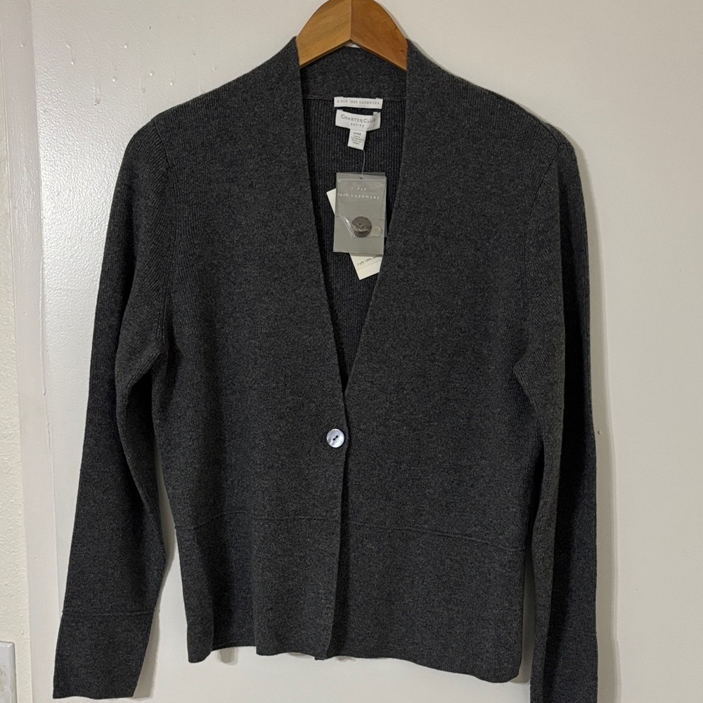 NWT 100% Cashmere Gray Sweater